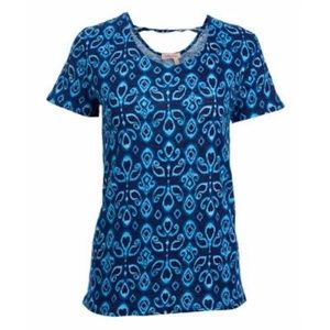 Fresh Produce Navy Ikat Twist Back Tee Top M